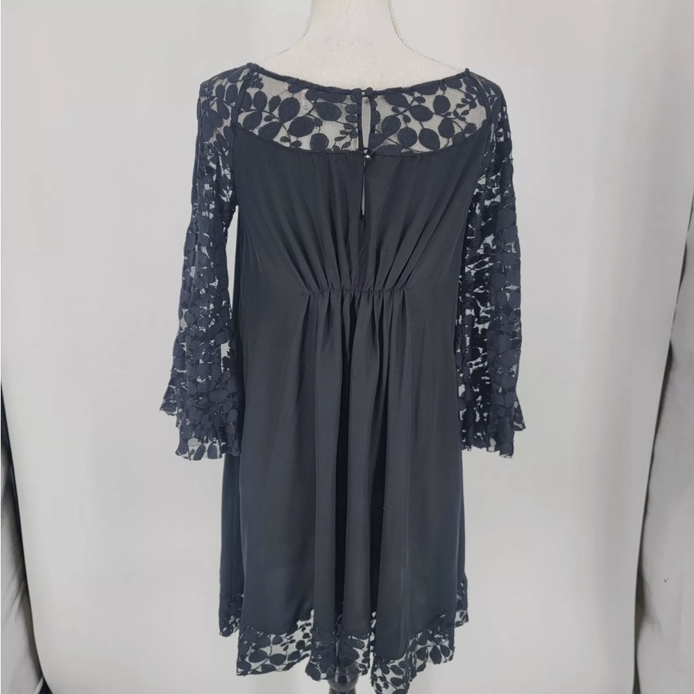 Rebecca Taylor Size 10 Black silk and Lace Dress